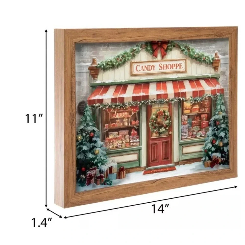 Hobby Lobby Winter Candy Shop Framed Wall Decor – Christmas Holiday Decor – NEW